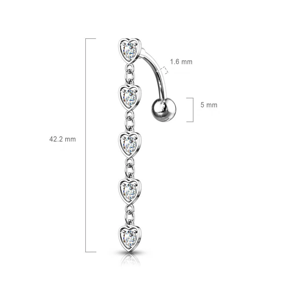 Bauchnabelpiercing Herz beweglich Zirkonia Silber - Image 3