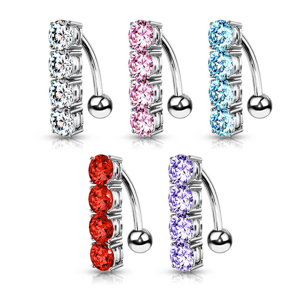 Bauchnabelpiercing 4 Zirkonia Silber - Image 3