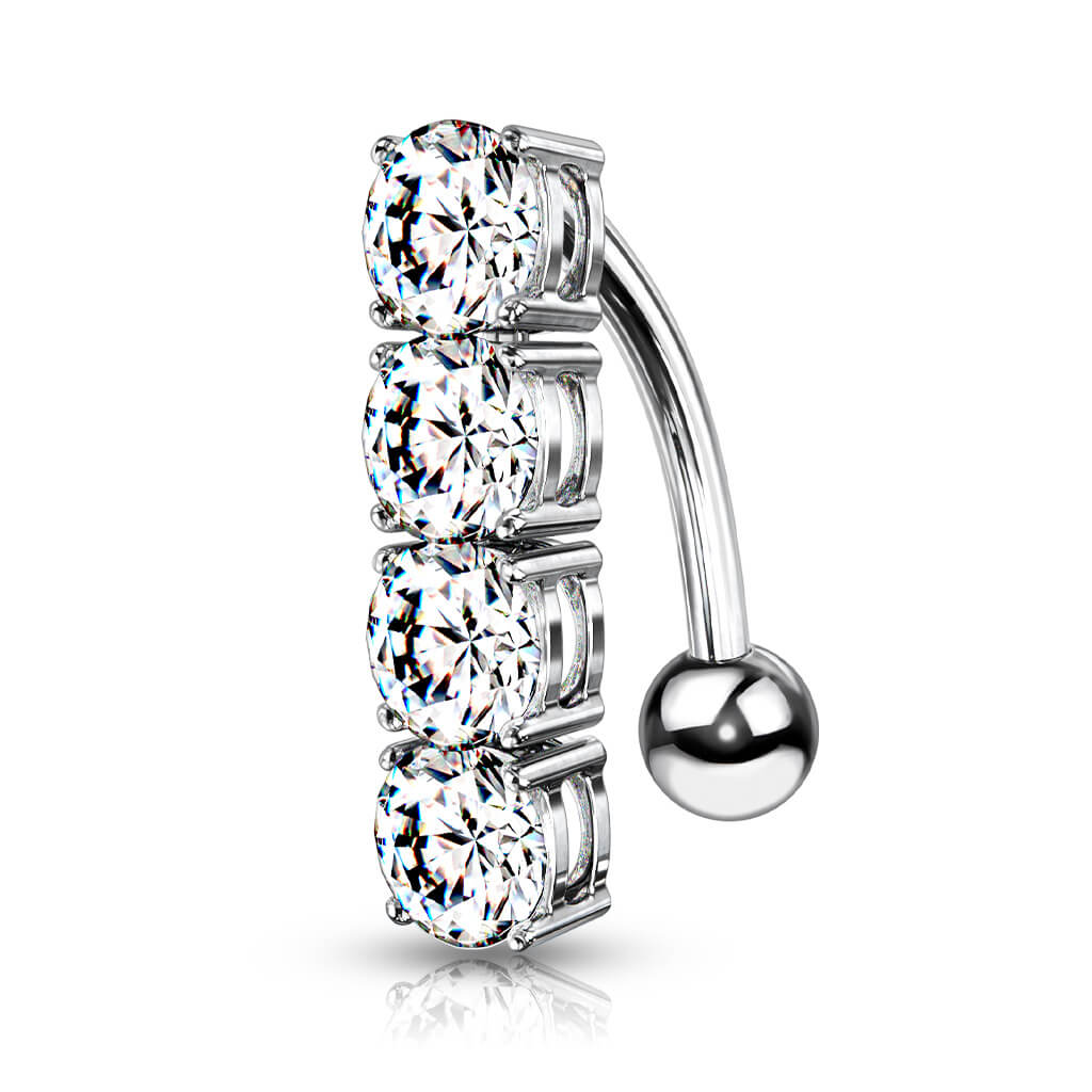 Bauchnabelpiercing 4 Zirkonia Silber - Image 4