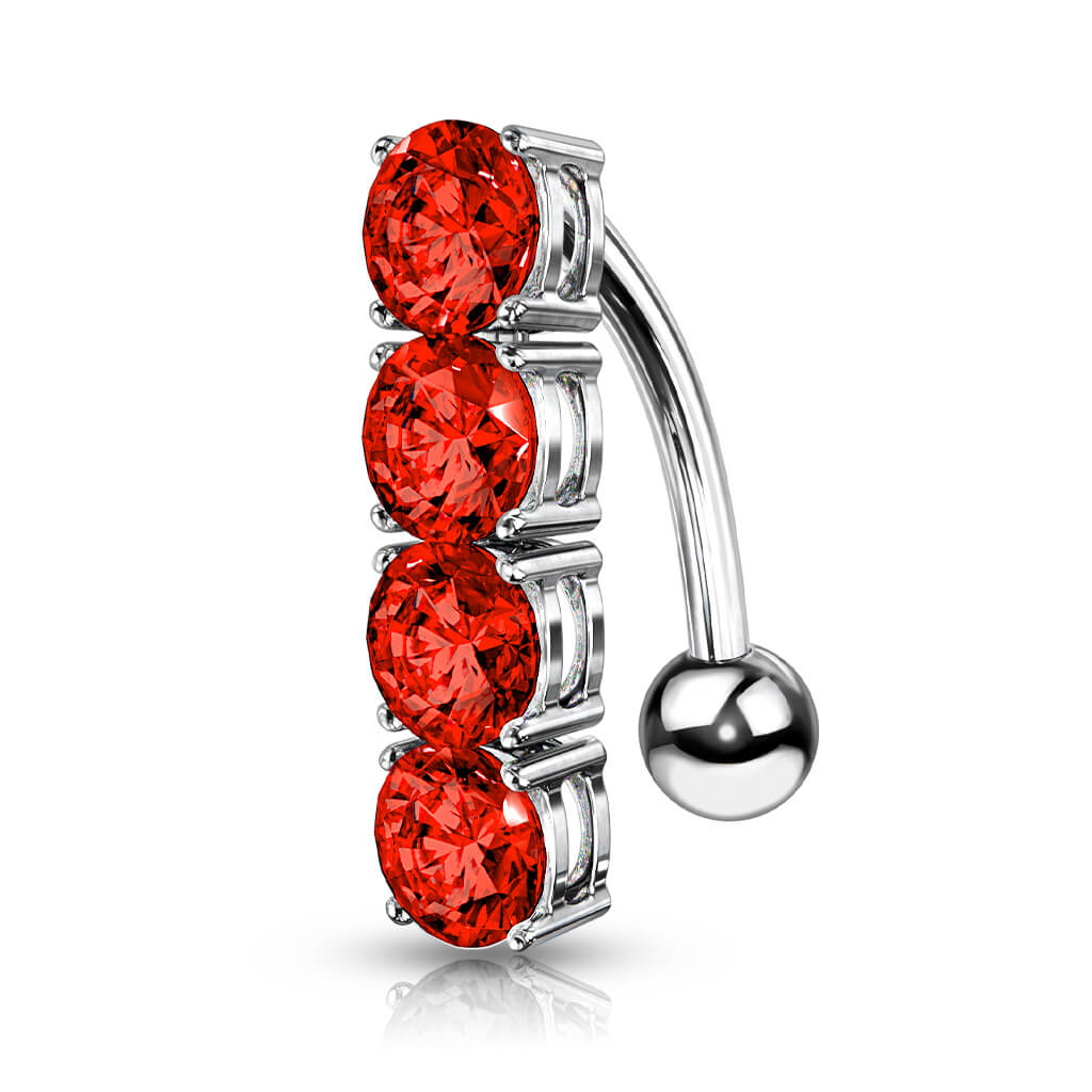 Bauchnabelpiercing 4 Zirkonia Silber - Image 7