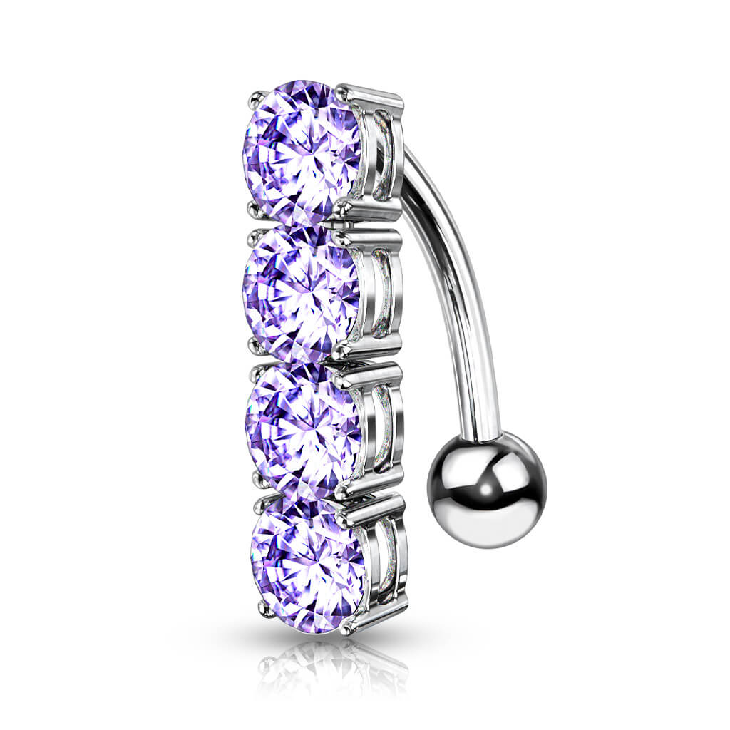 Bauchnabelpiercing 4 Zirkonia Silber - Image 8