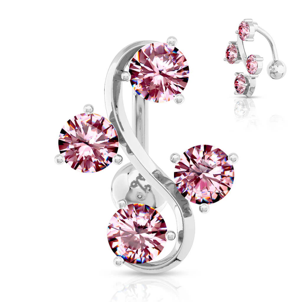 Bauchnabelpiercing 4 Zirkonia Silber - Image 6