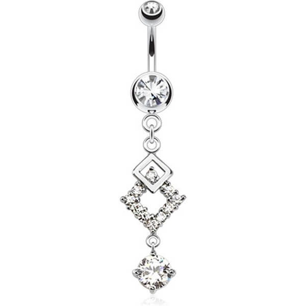 Bauchnabelpiercing Quadrat beweglich Zirkonia Silber - Image 2
