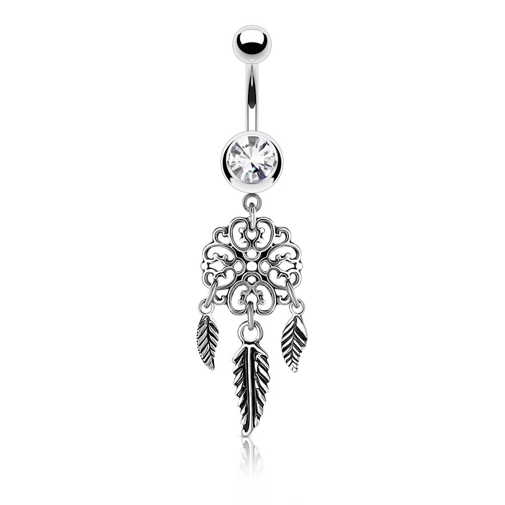 Bauchnabelpiercing Traumfänger Zirkonia Silber - Image 2