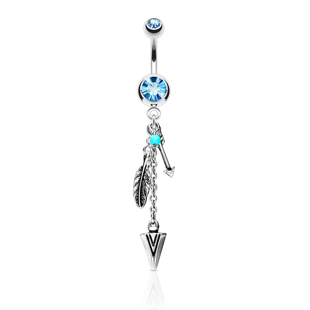 Bauchnabelpiercing Pfeil Feder beweglich Zirkonia - Image 3