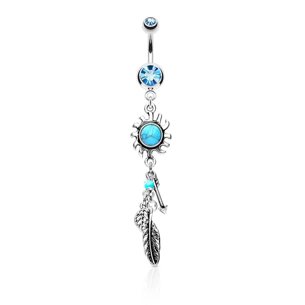 Bauchnabelpiercing Pfeil Feder beweglich Zirkonia - Image 3