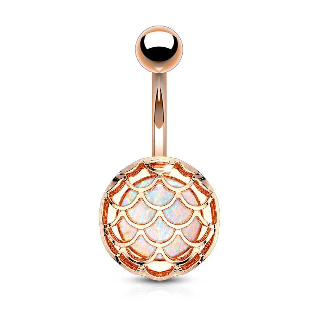 Bauchnabelpiercing Fischschuppen Opal Gold PVD - Image 7