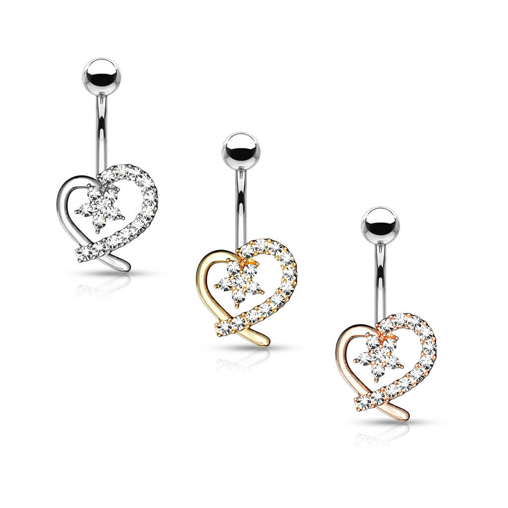 Bauchnabelpiercing Herz Blume Zirkonia - Image 5