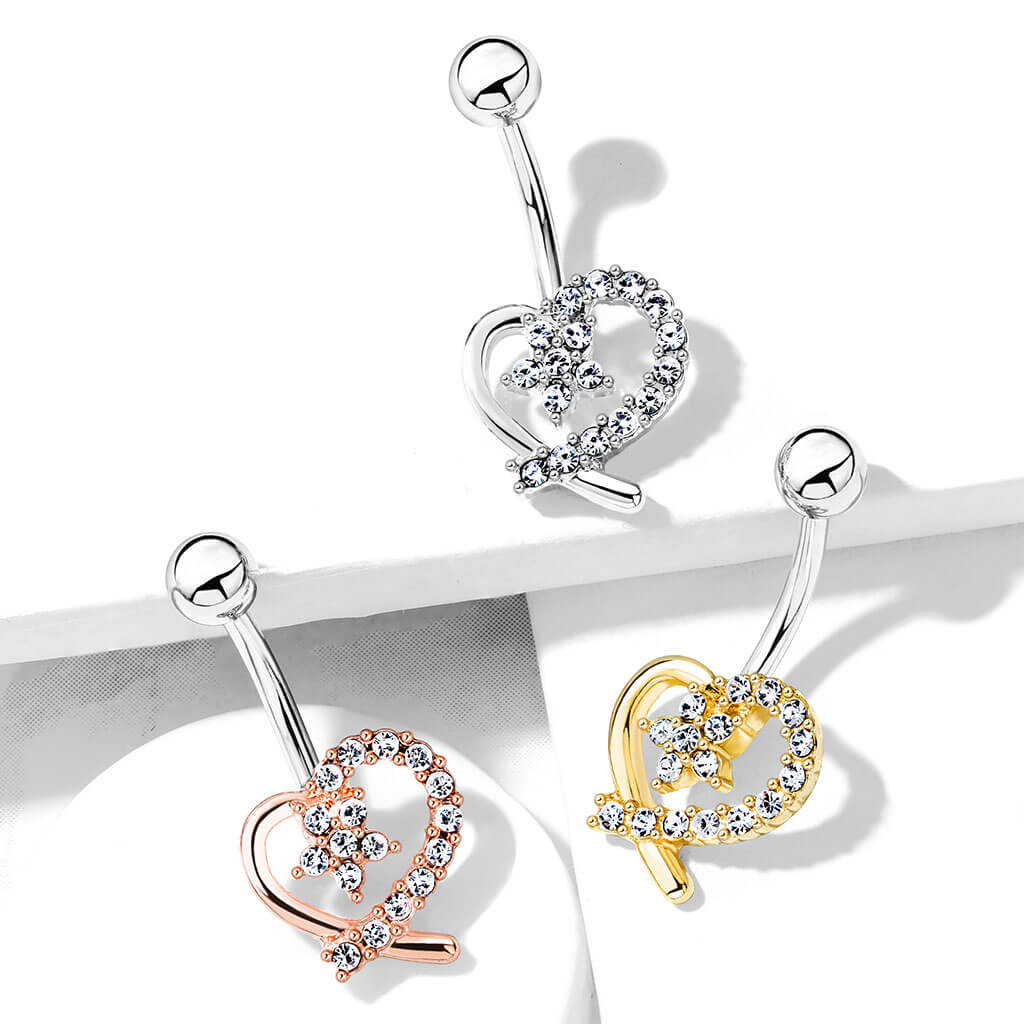 Bauchnabelpiercing Herz Blume Zirkonia - Image 7