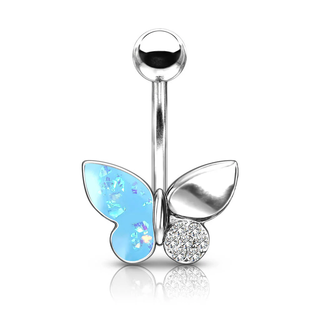 Bauchnabelpiercing Schmetterling Zirkonia Opal Silber - Image 4