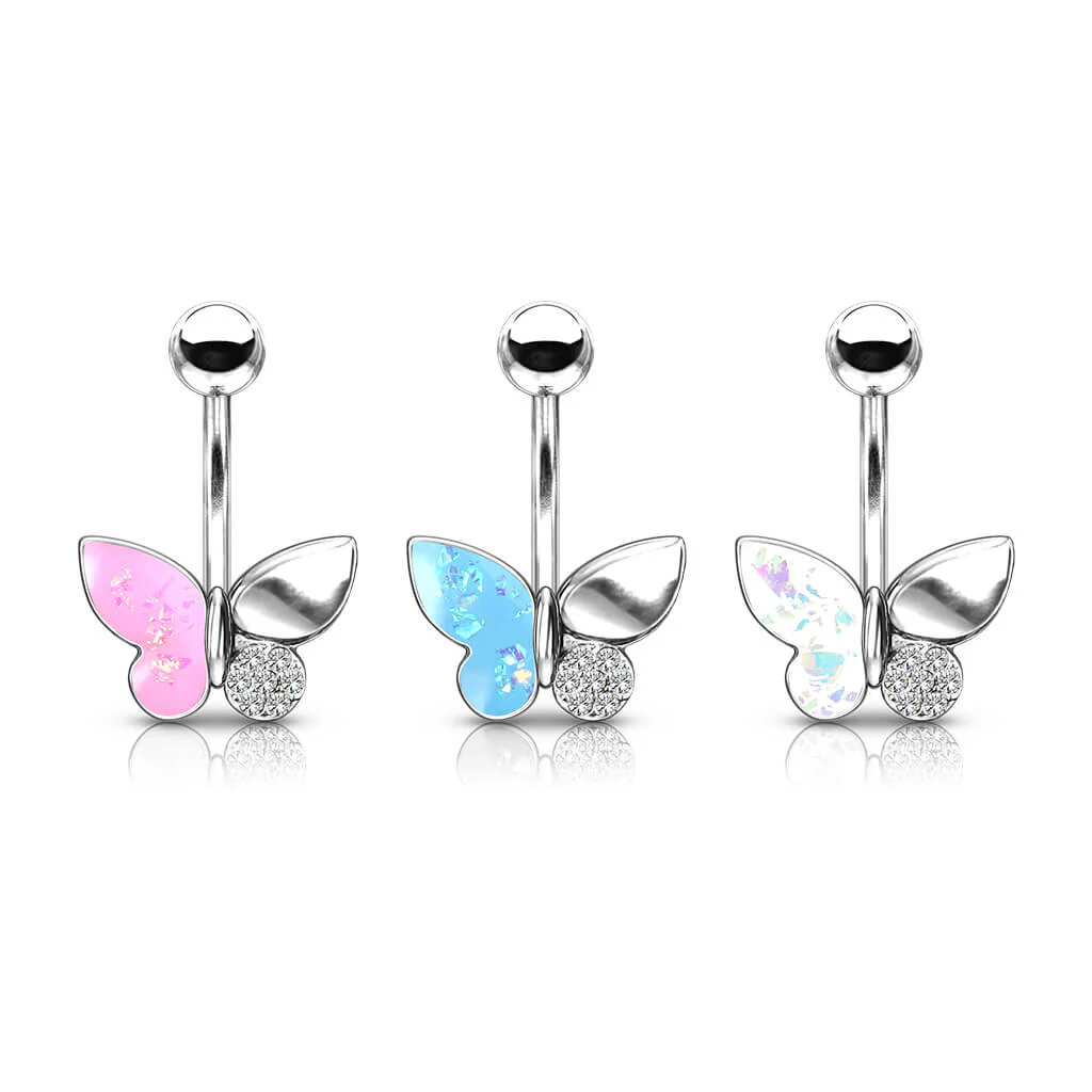 Bauchnabelpiercing Schmetterling Zirkonia Opal Silber - Image 5