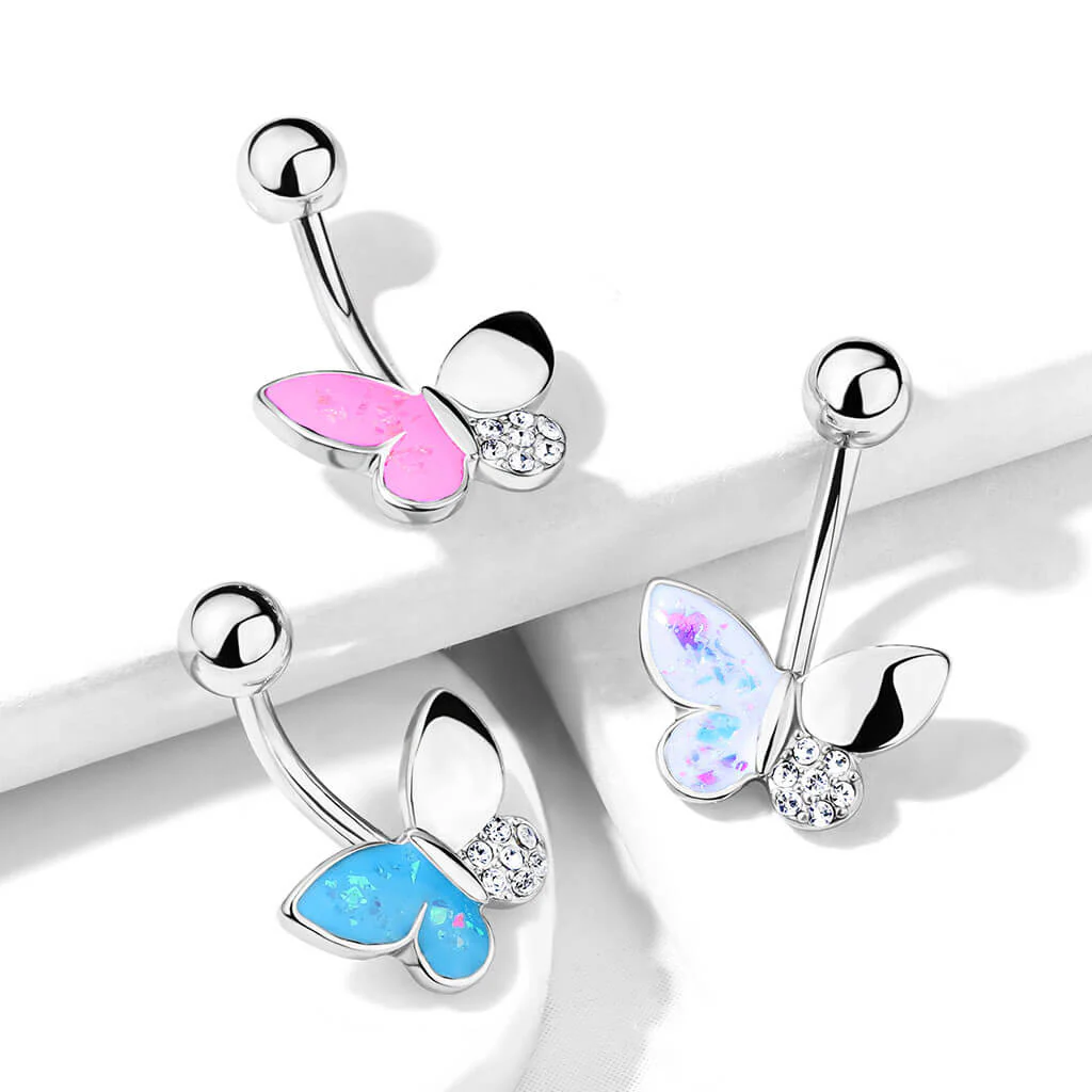 Bauchnabelpiercing Schmetterling Zirkonia Opal Silber - Image 7