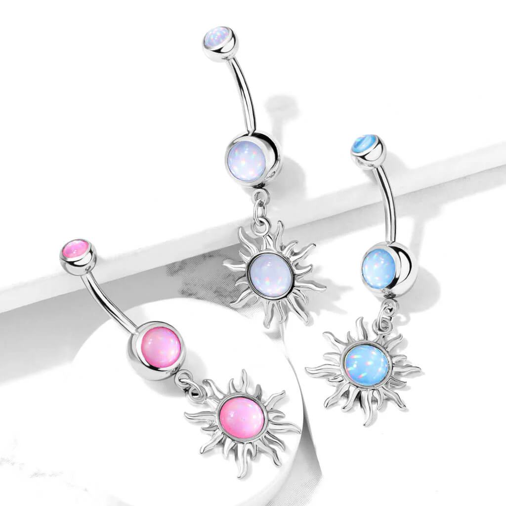 Bauchnabelpiercing Tribal Sonne beweglich Glänzender Synthetik Stein - Image 7
