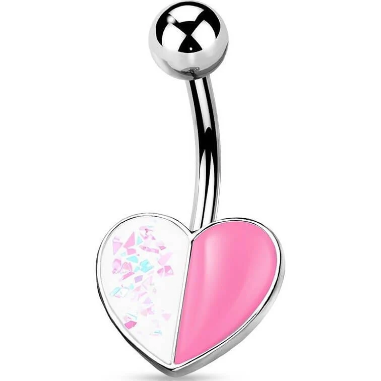 Bauchnabelpiercing Herz Opal Silber