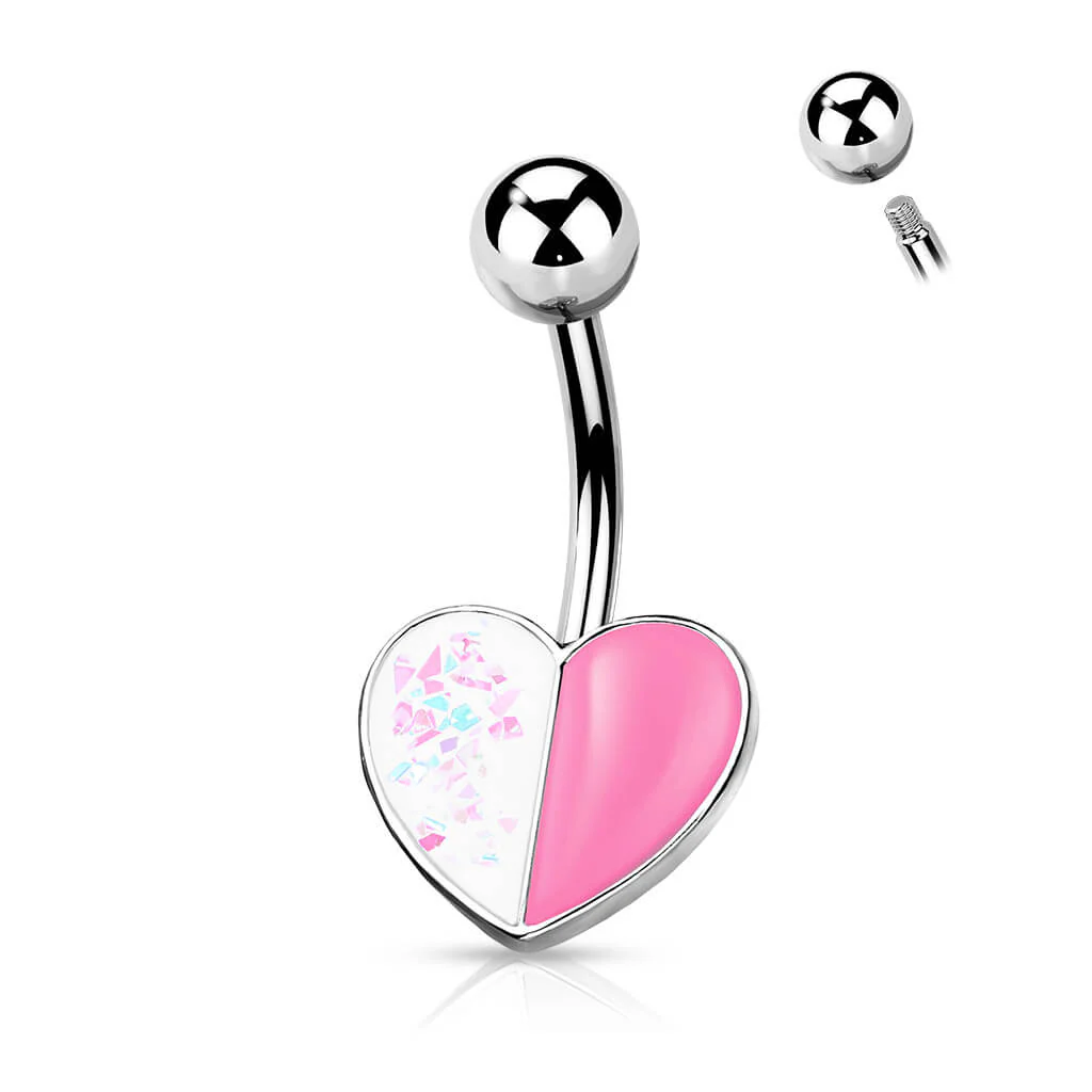 Bauchnabelpiercing Herz Opal Silber - Image 2