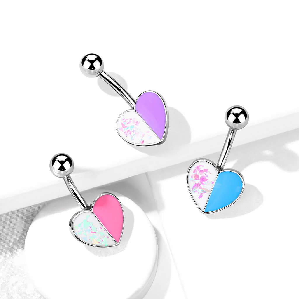 Bauchnabelpiercing Herz Opal Silber - Image 5