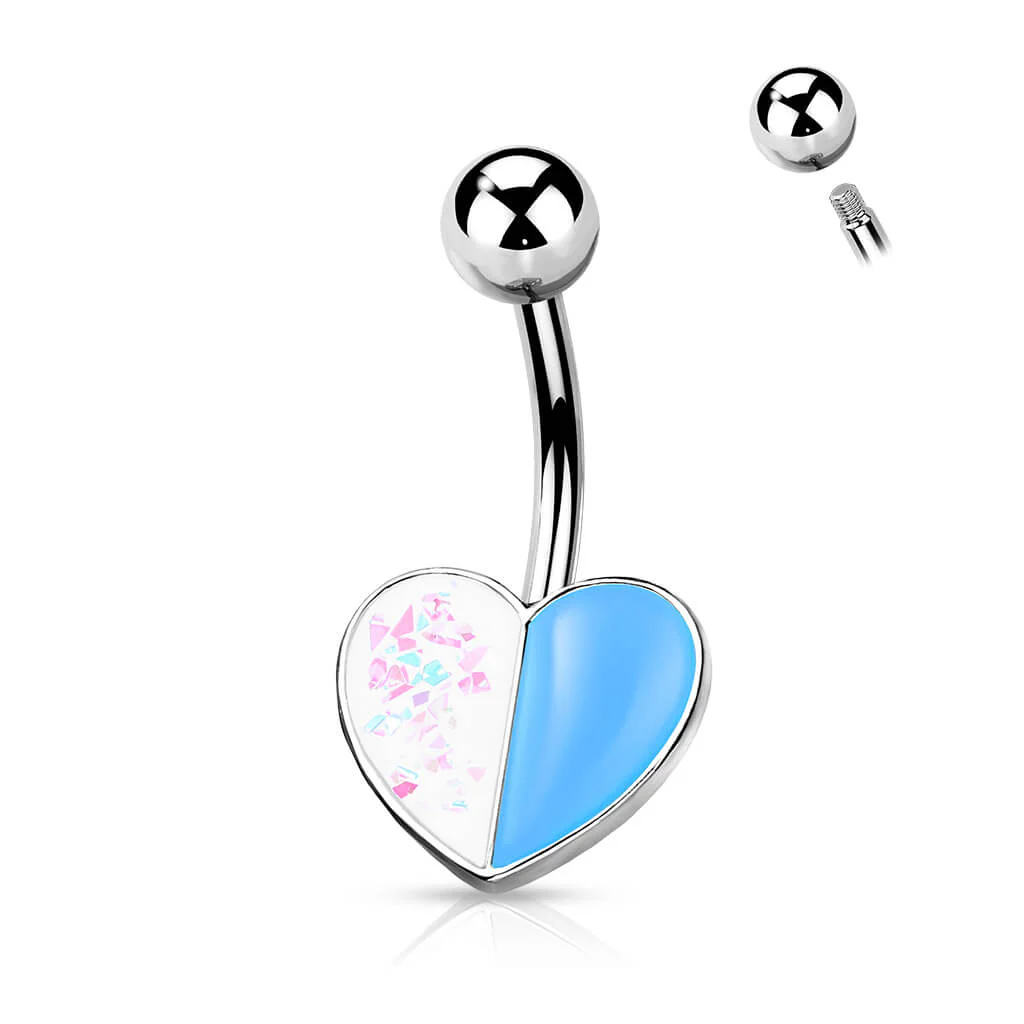 Bauchnabelpiercing Herz Opal Silber - Image 6