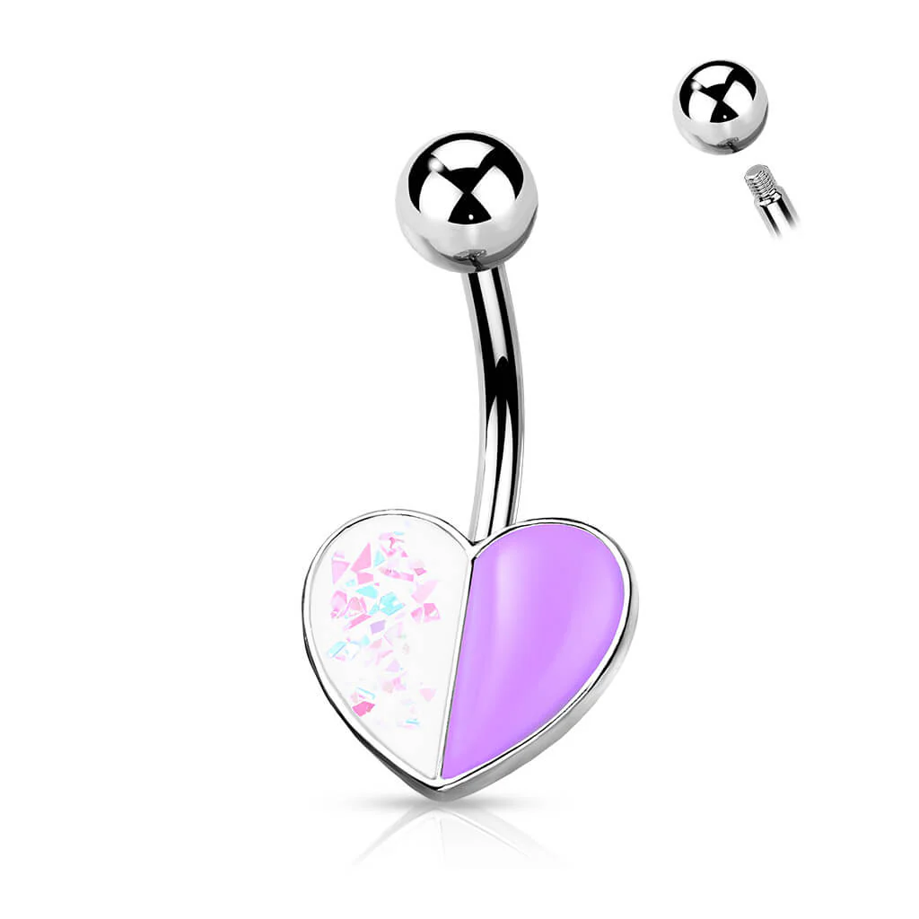Bauchnabelpiercing Herz Opal Silber - Image 7