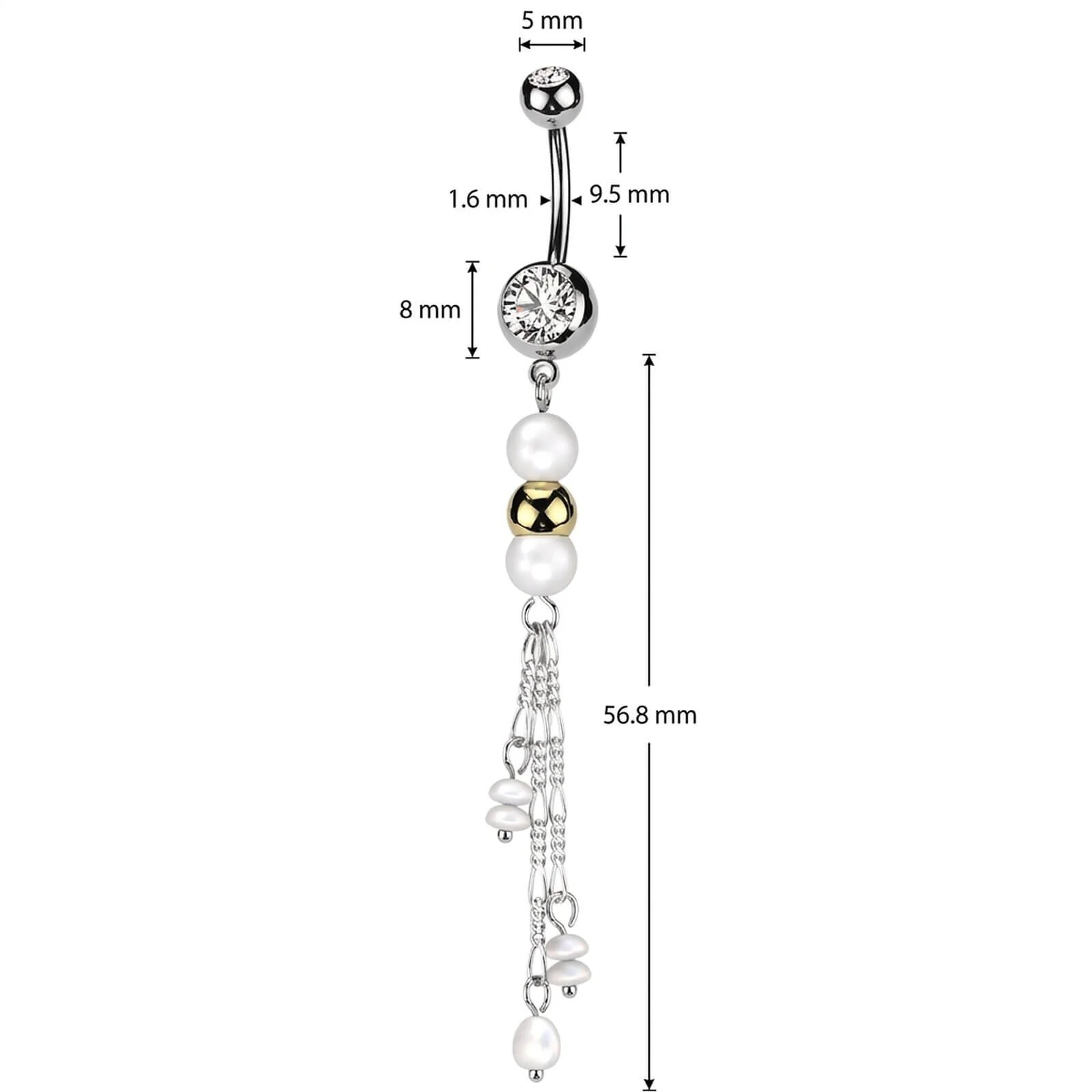 Bauchnabelpiercing Zirkonia Perlen Anhänger - Image 4