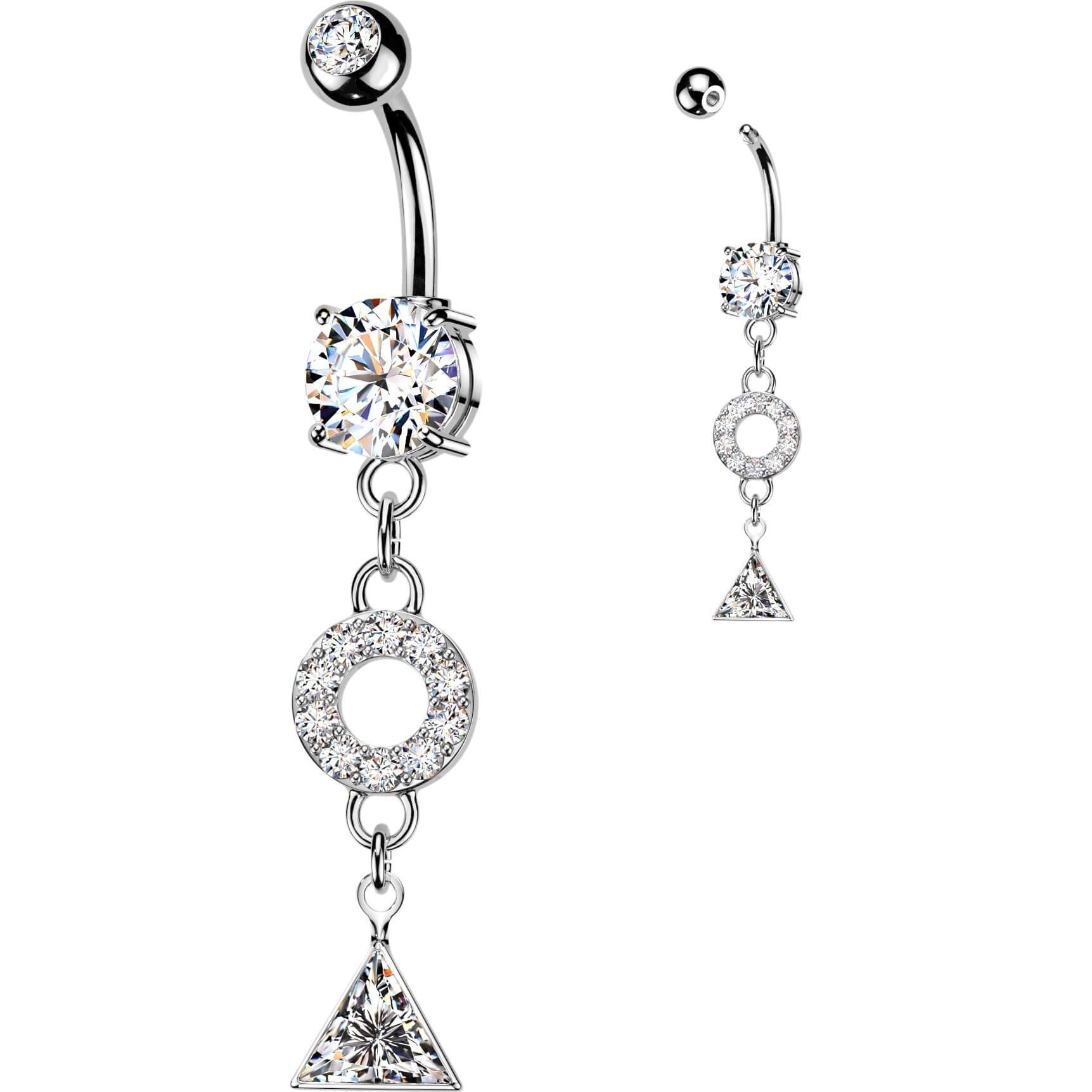 Bauchnabelpiercing Pavé Zirkonia Kreis Dreieck Zirkonia Anhänger