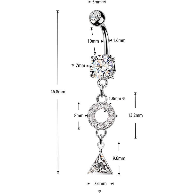 Bauchnabelpiercing Pavé Zirkonia Kreis Dreieck Zirkonia Anhänger - Image 2