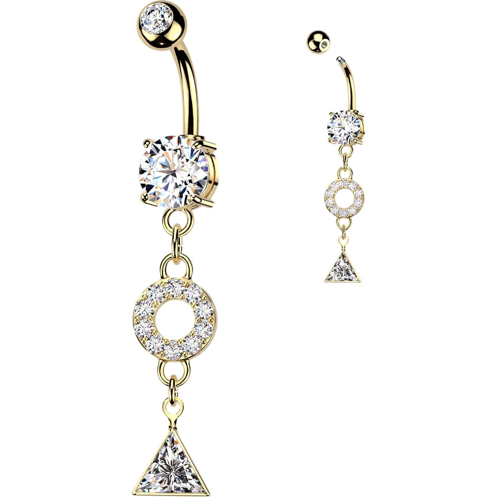 Bauchnabelpiercing Pavé Zirkonia Kreis Dreieck Zirkonia Anhänger - Image 3