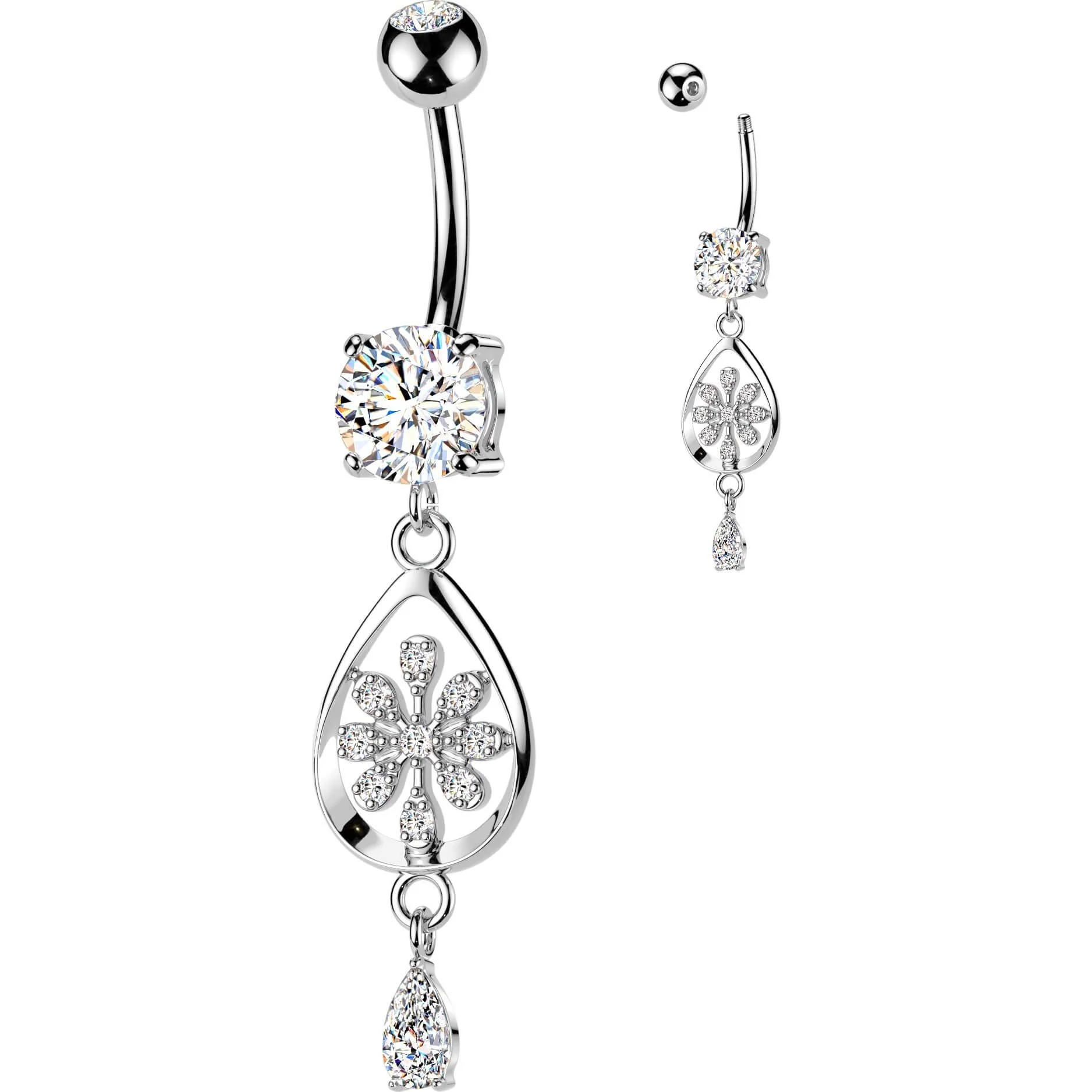 Bauchnabelpiercing Blume Tropfen Zirkonia Anhänger - Image 4