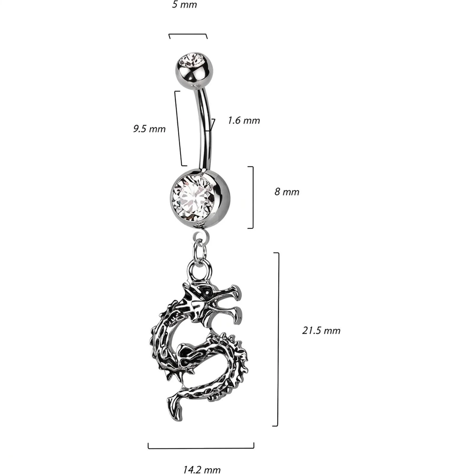 Bauchnabelpiercing Schlange Zirkonia - Image 3