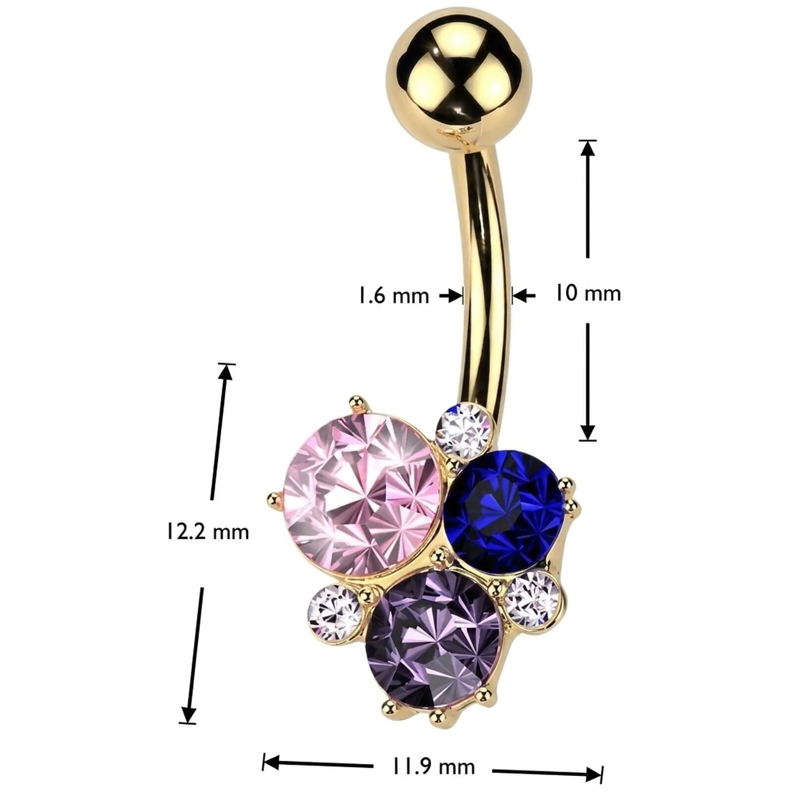 Bauchnabelpiercing Steine mehrfarbig - Image 4