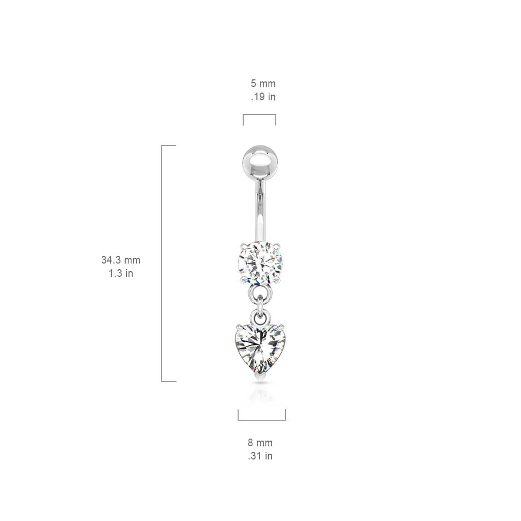 Bauchnabelpiercing Herz beweglich Zirkonia Silber - Image 2