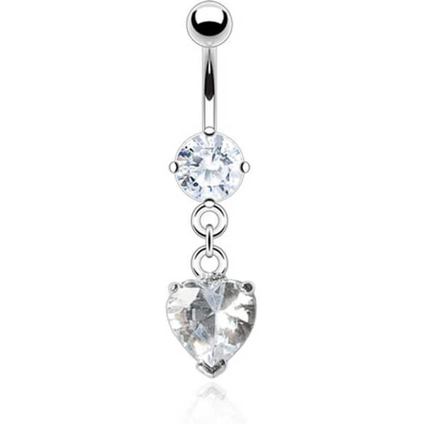 Bauchnabelpiercing Herz beweglich Zirkonia Silber - Image 3