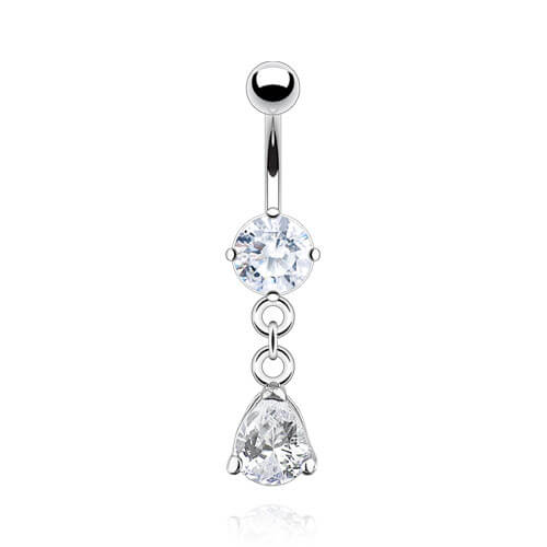 Bauchnabelpiercing Tropfen beweglich Zirkonia Silber - Image 2