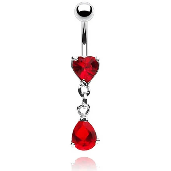 Bauchnabelpiercing Tropfen Herz beweglich Zirkonia Silber - Image 4