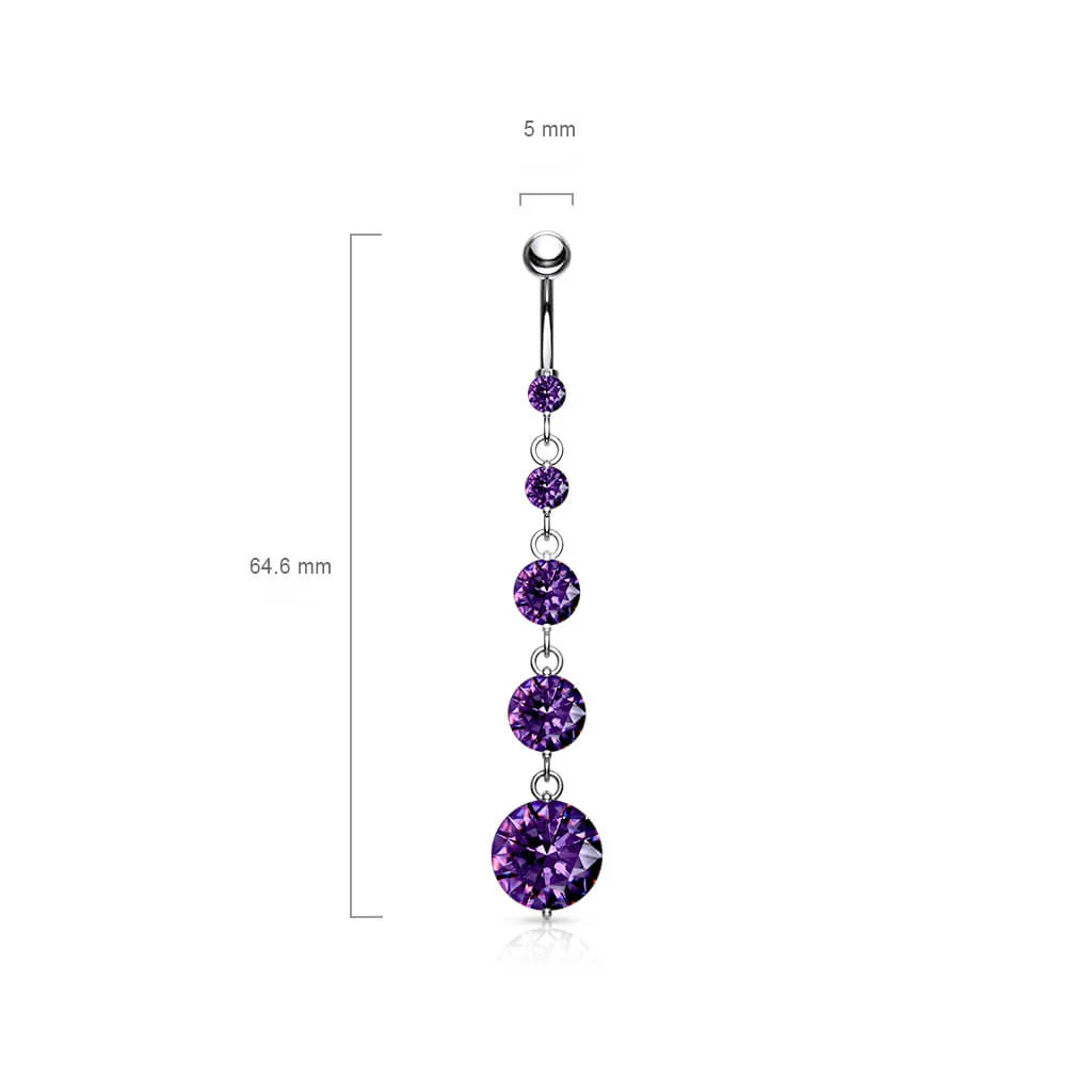 Bauchnabelpiercing 5 Zirkonia beweglich Silber - Image 3