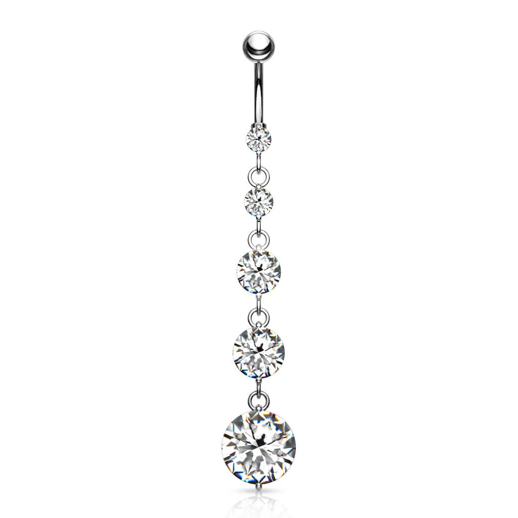 Bauchnabelpiercing 5 Zirkonia beweglich Silber - Image 4
