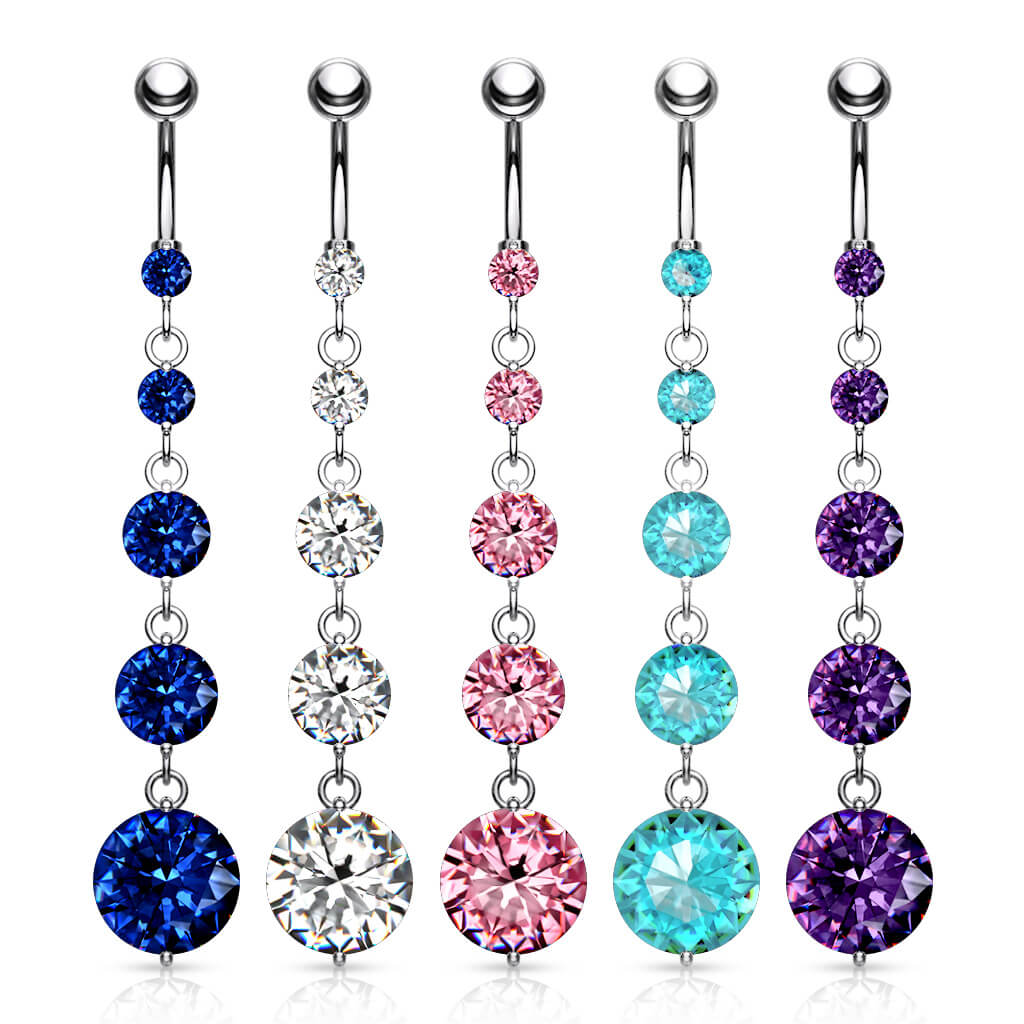 Bauchnabelpiercing 5 Zirkonia beweglich Silber - Image 5