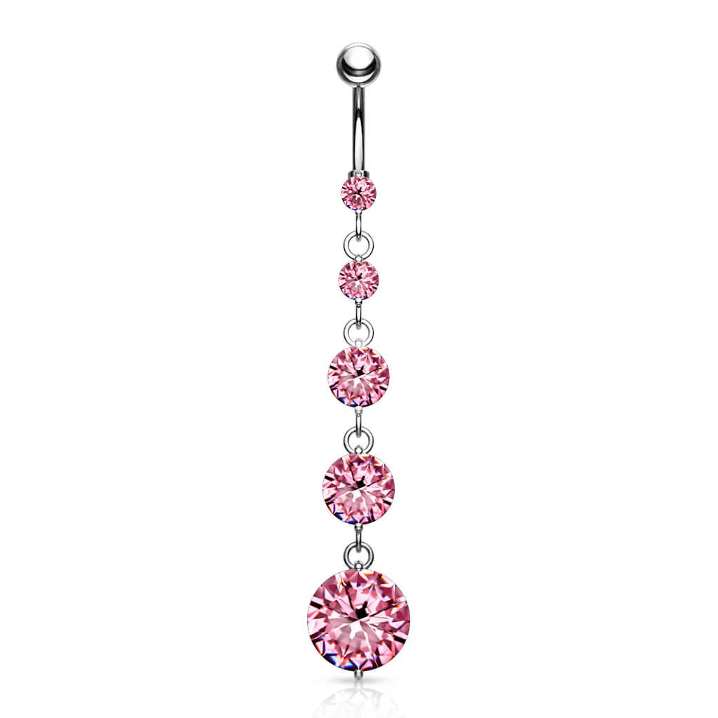 Bauchnabelpiercing 5 Zirkonia beweglich Silber - Image 6