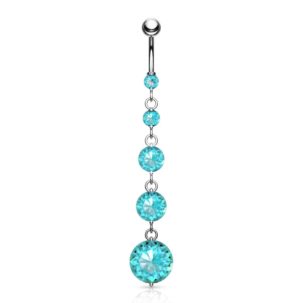 Bauchnabelpiercing 5 Zirkonia beweglich Silber - Image 8