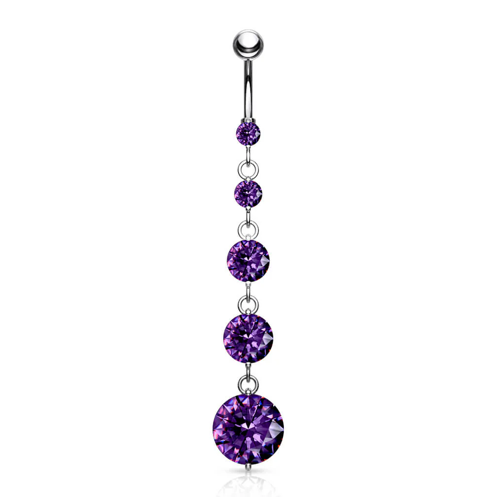 Bauchnabelpiercing 5 Zirkonia beweglich Silber - Image 9