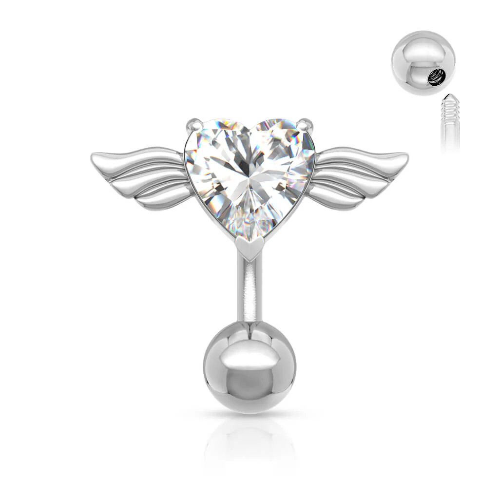 Bauchnabelpiercing Engelsflügel Zirkonia Silber - Image 2