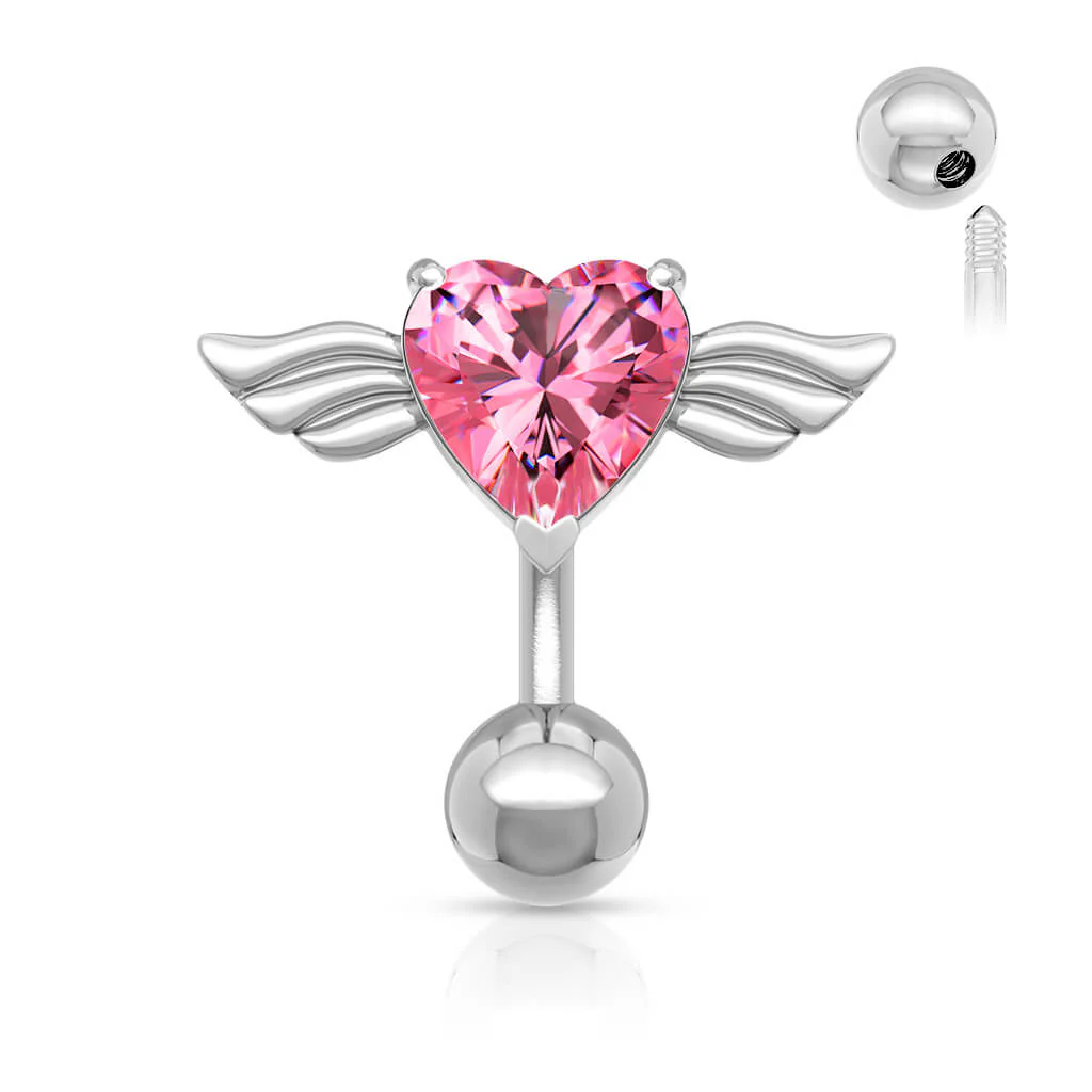 Bauchnabelpiercing Engelsflügel Zirkonia Silber - Image 3
