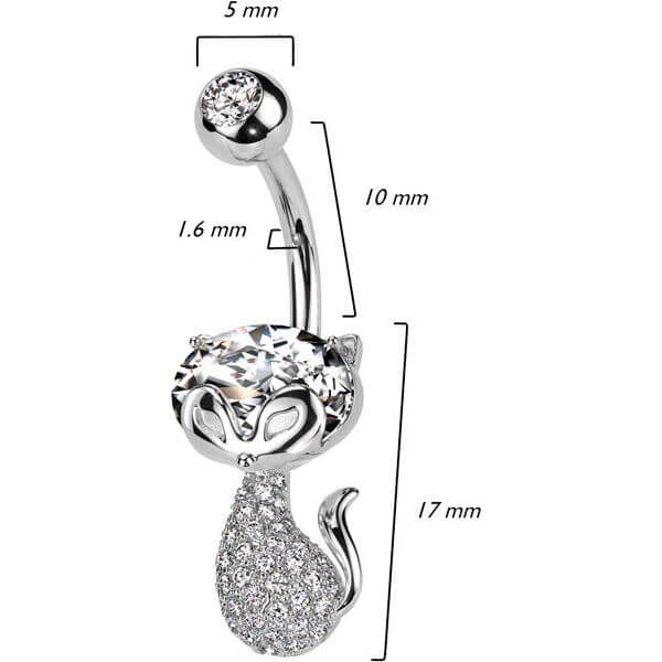 Bauchnabelpiercing Katze Zirkonia - Image 2