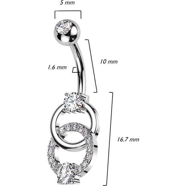 Bauchnabelpiercing Doppel Ring Zirkonia - Image 2