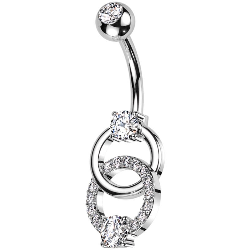 Bauchnabelpiercing Doppel Ring Zirkonia - Image 3