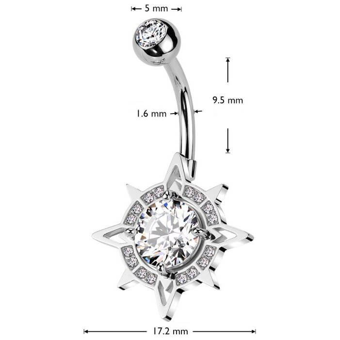 Bauchnabelpiercing Kompass Zirkonia - Image 2