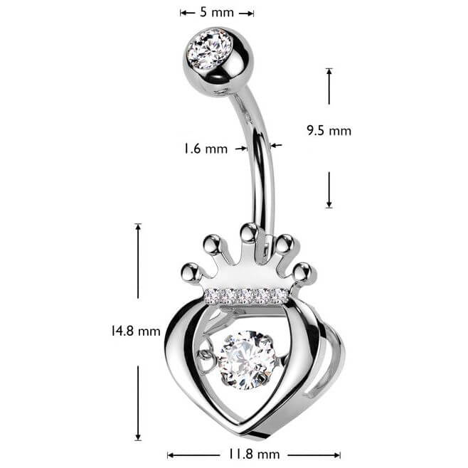 Bauchnabelpiercing Herz Krone Zirkonia - Image 2