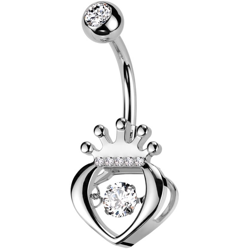 Bauchnabelpiercing Herz Krone Zirkonia - Image 3