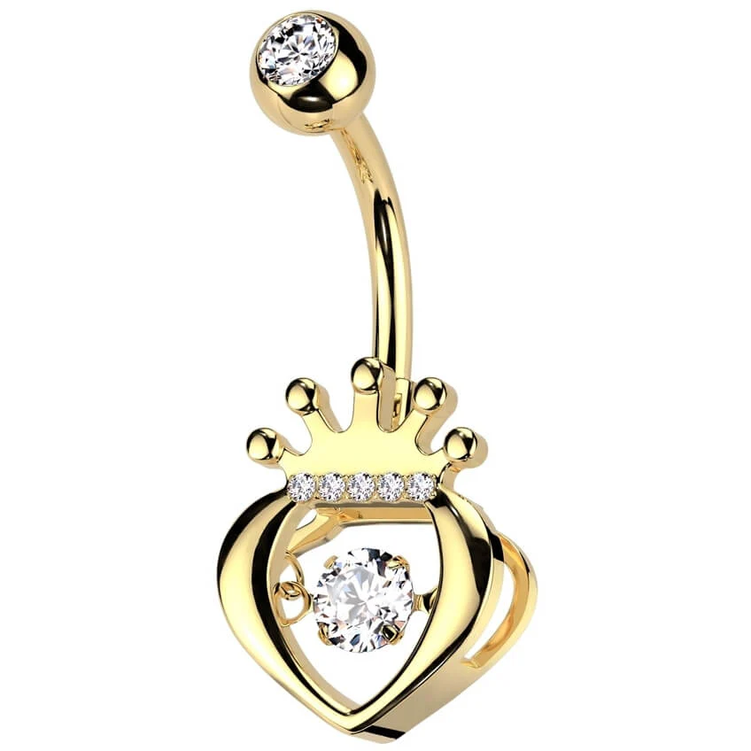 Bauchnabelpiercing Herz Krone Zirkonia - Image 4