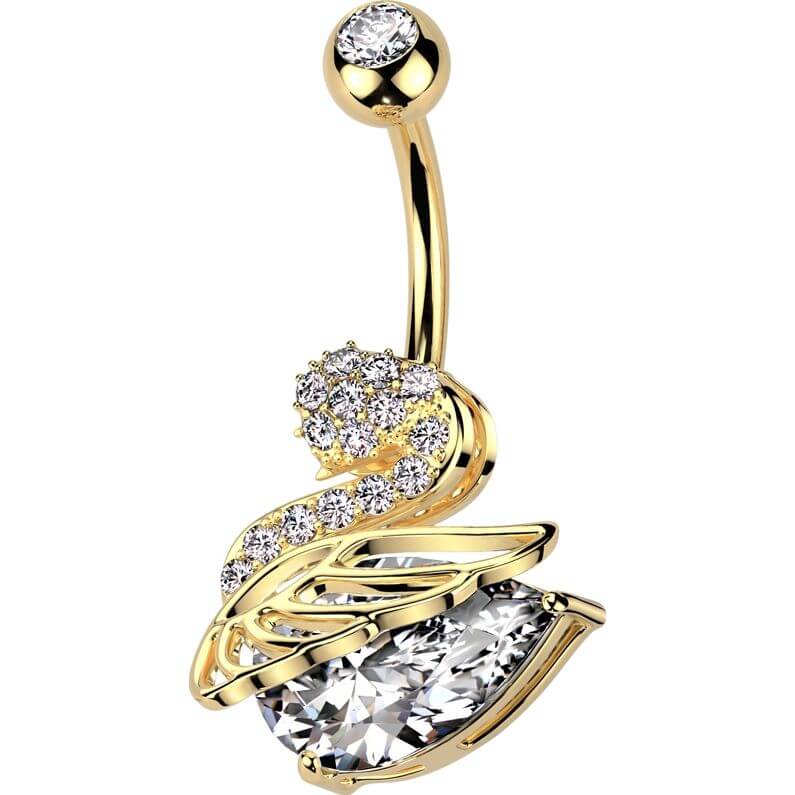 Bauchnabelpiercing Zirkonia Schwan