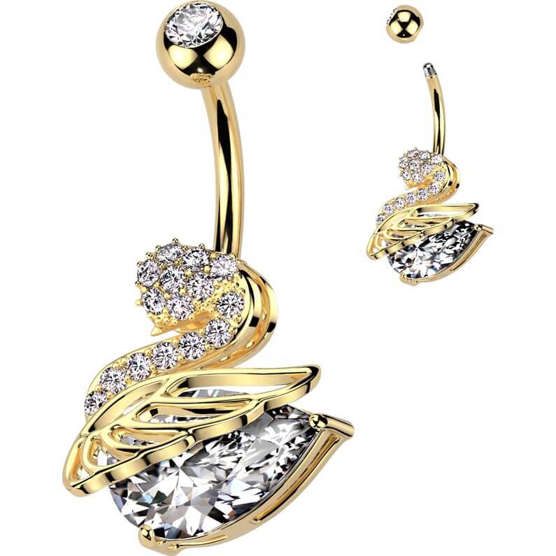 Bauchnabelpiercing Zirkonia Schwan - Image 3